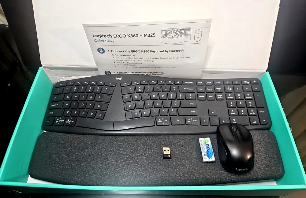 Logitech ERGO K860 Ergonomic Keyboard + M325 Mouse Combo w/ Unifying Receiver